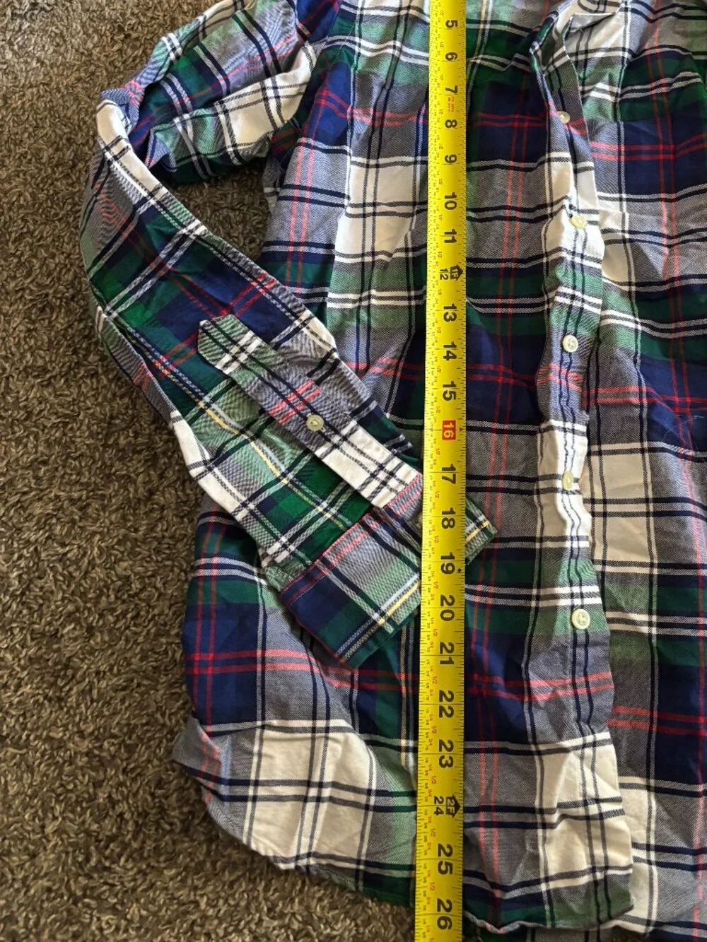 Polo Ralph Lauren Mens L Classic Fit Plaid Cotton Button Down Shirt Green Navy